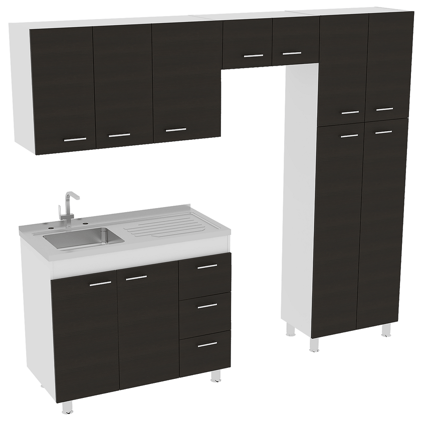 Cocina Completa Ferreti Rta Blanco + Wengue