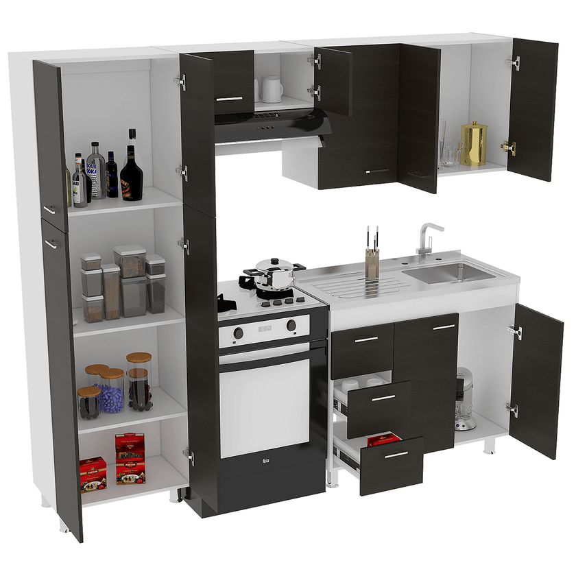 Cocina Completa Ferreti Rta Blanco + Wengue