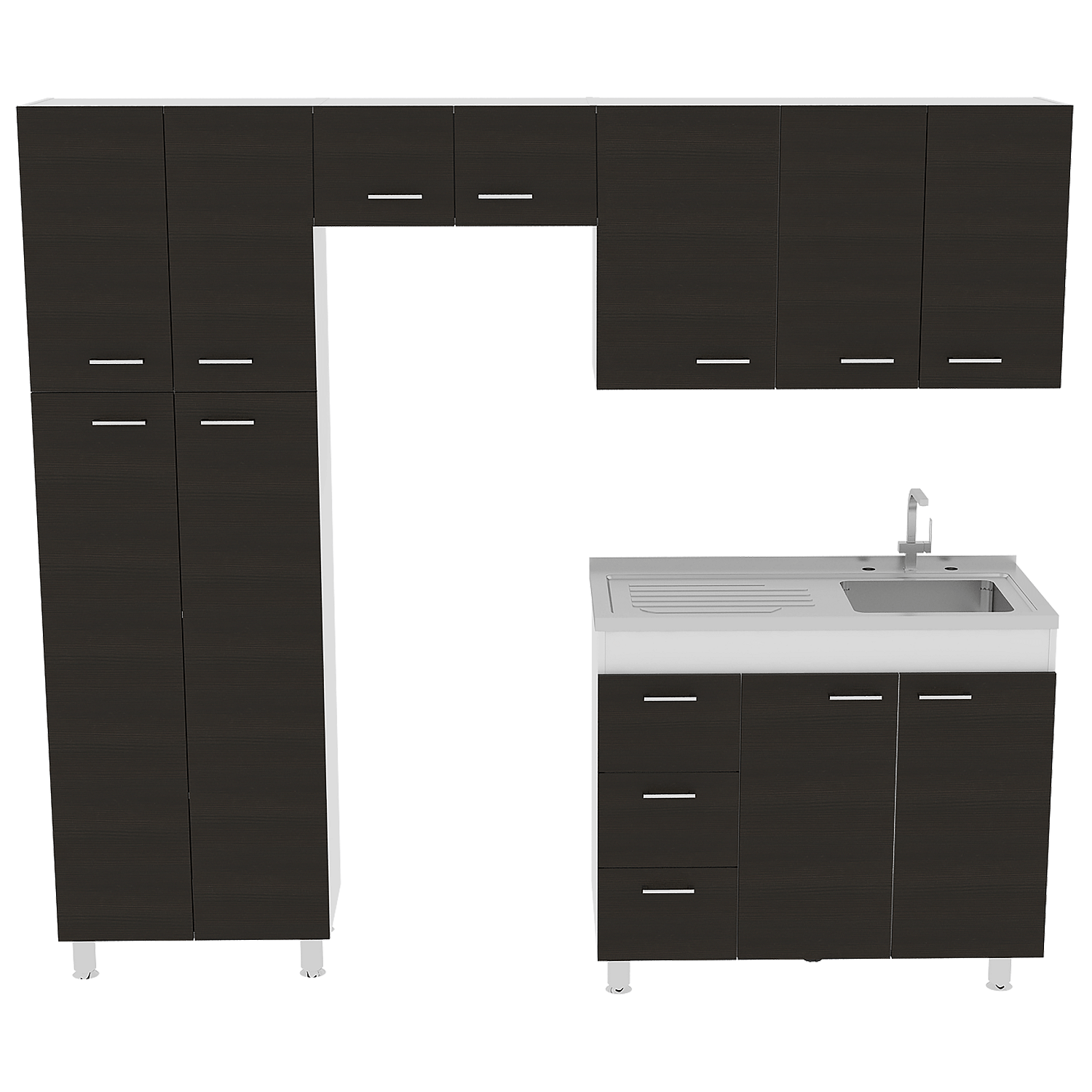 Cocina Completa Ferreti Rta Blanco + Wengue