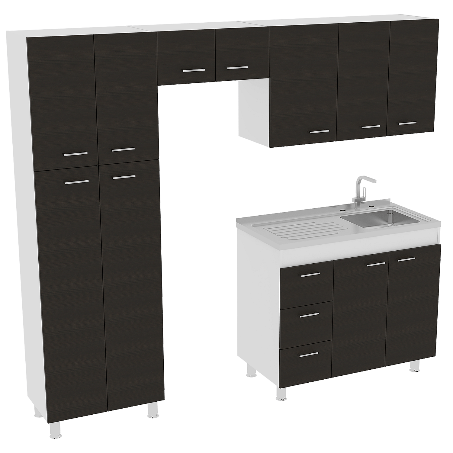 Cocina Completa Ferreti Rta Blanco + Wengue