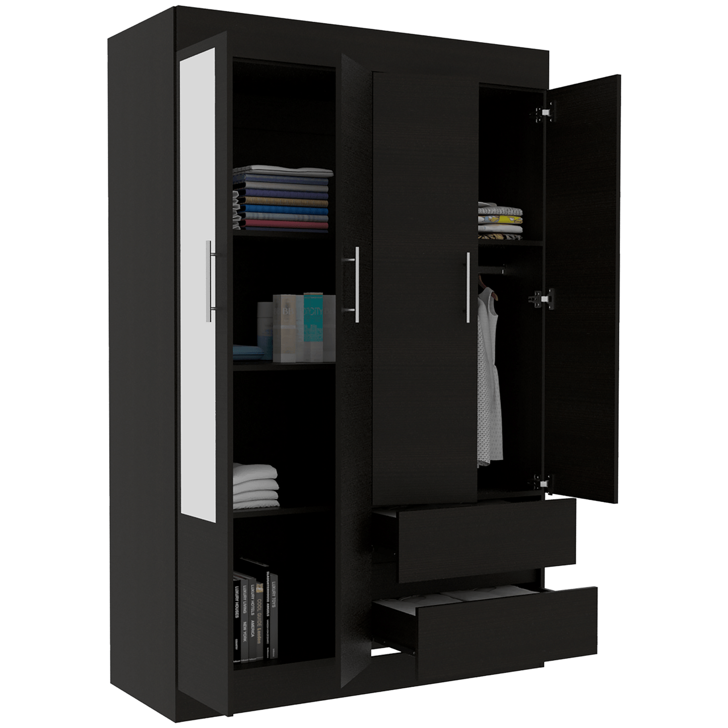 Closet Caoba 183 X 120 X 47 Con Espejo Rta Wengue