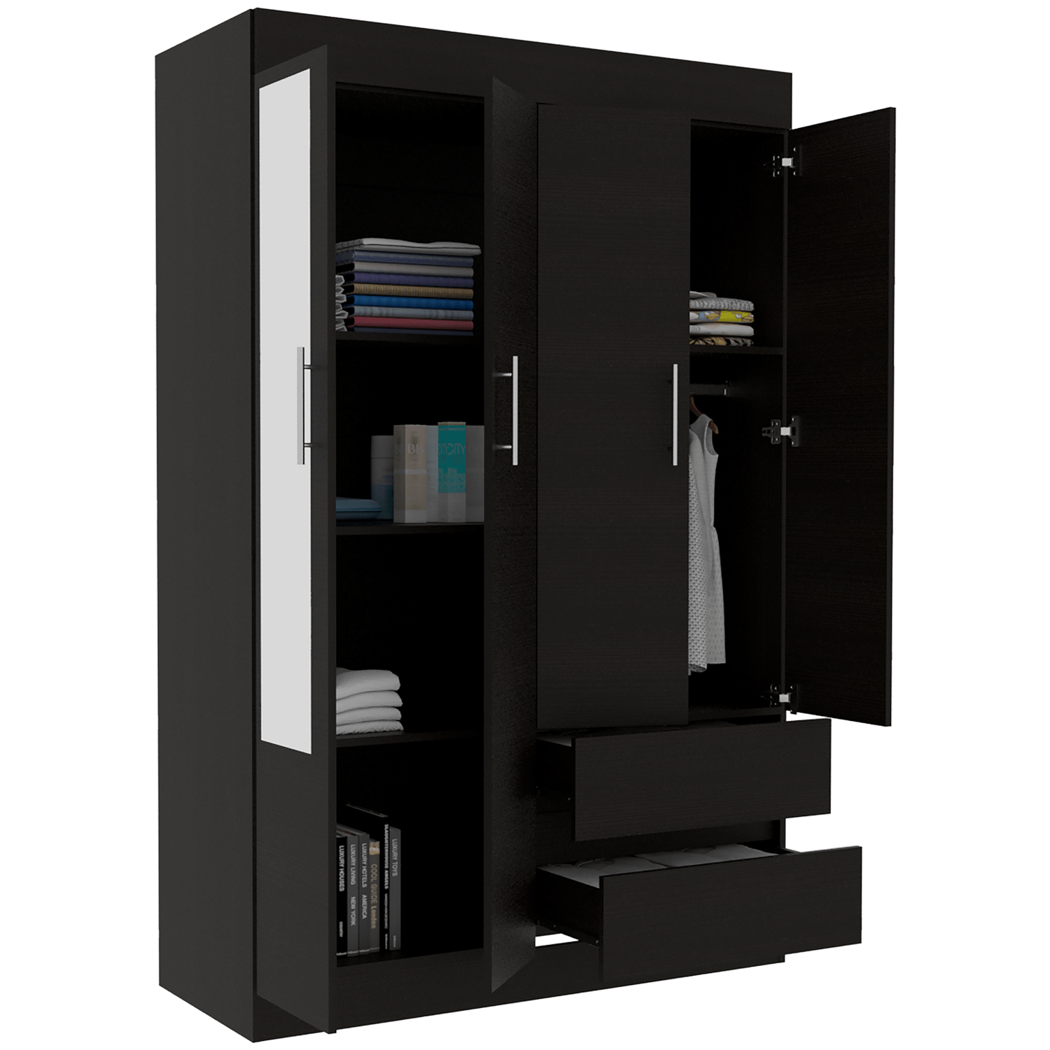 Closet Caoba 183 X 120 X 47 Con Espejo Rta Wengue