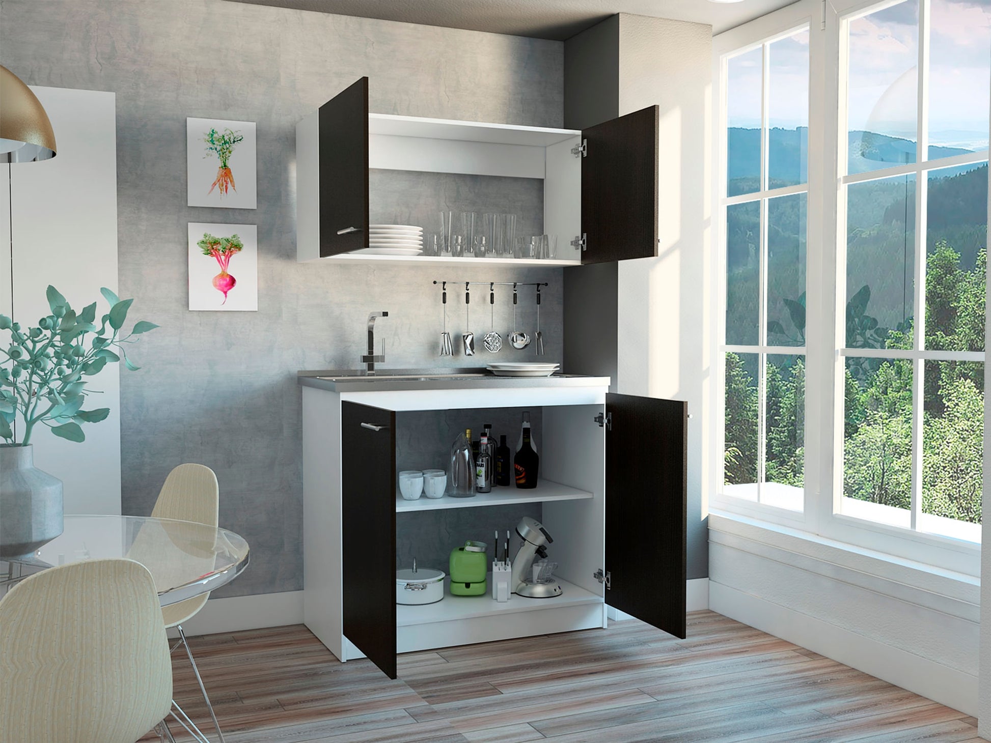Cocina Napa 100 Rta Blanco Wengue Meson Izq