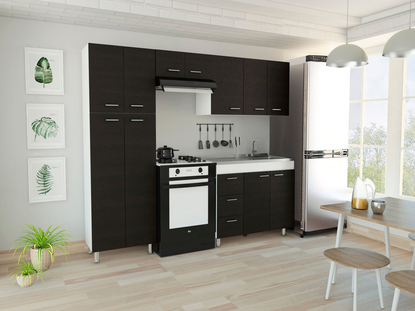 Cocina Completa Ferreti Rta Blanco + Wengue