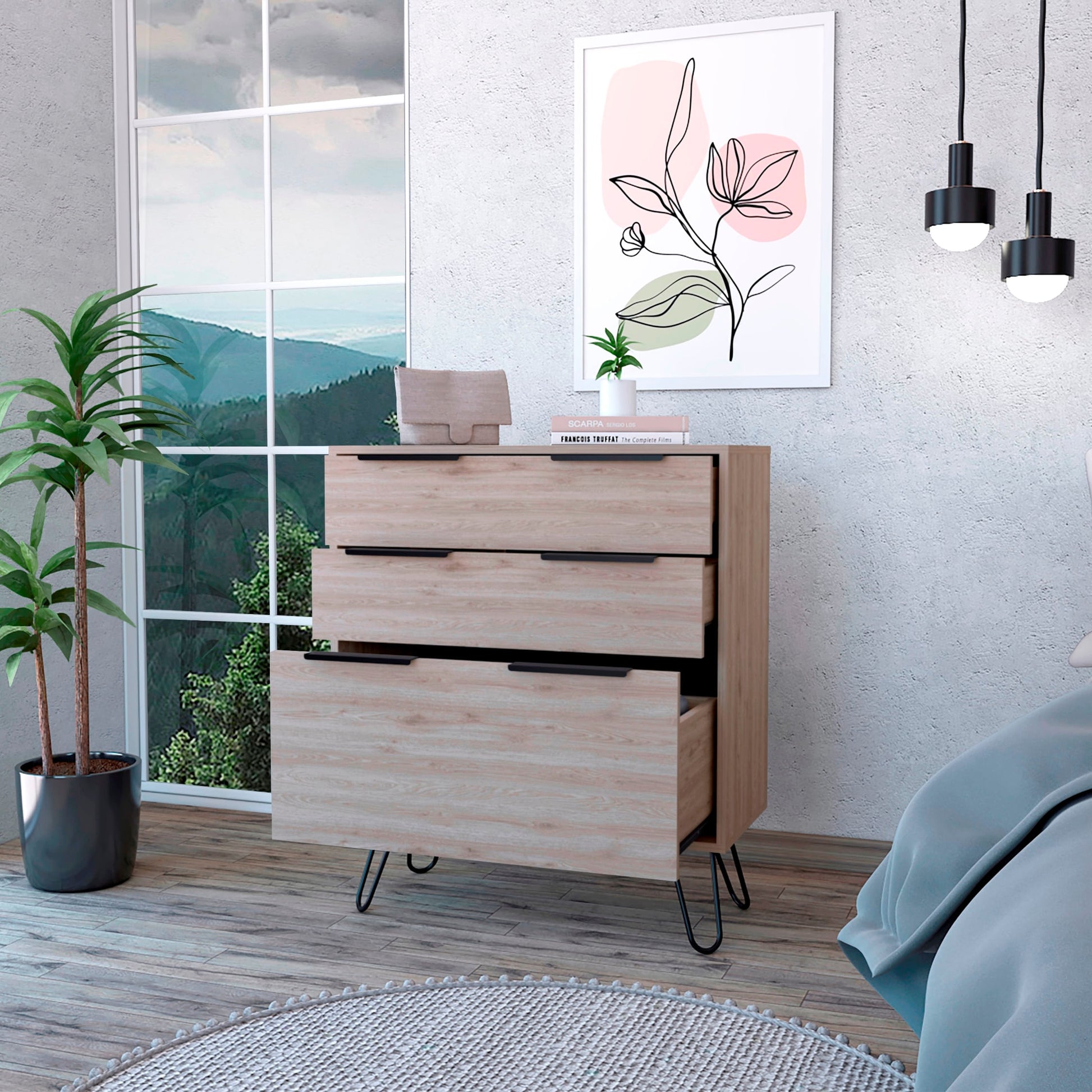 Comoda Augusta Novo 3 Cajones 90X76X35 Rta Bardolino Blanco
