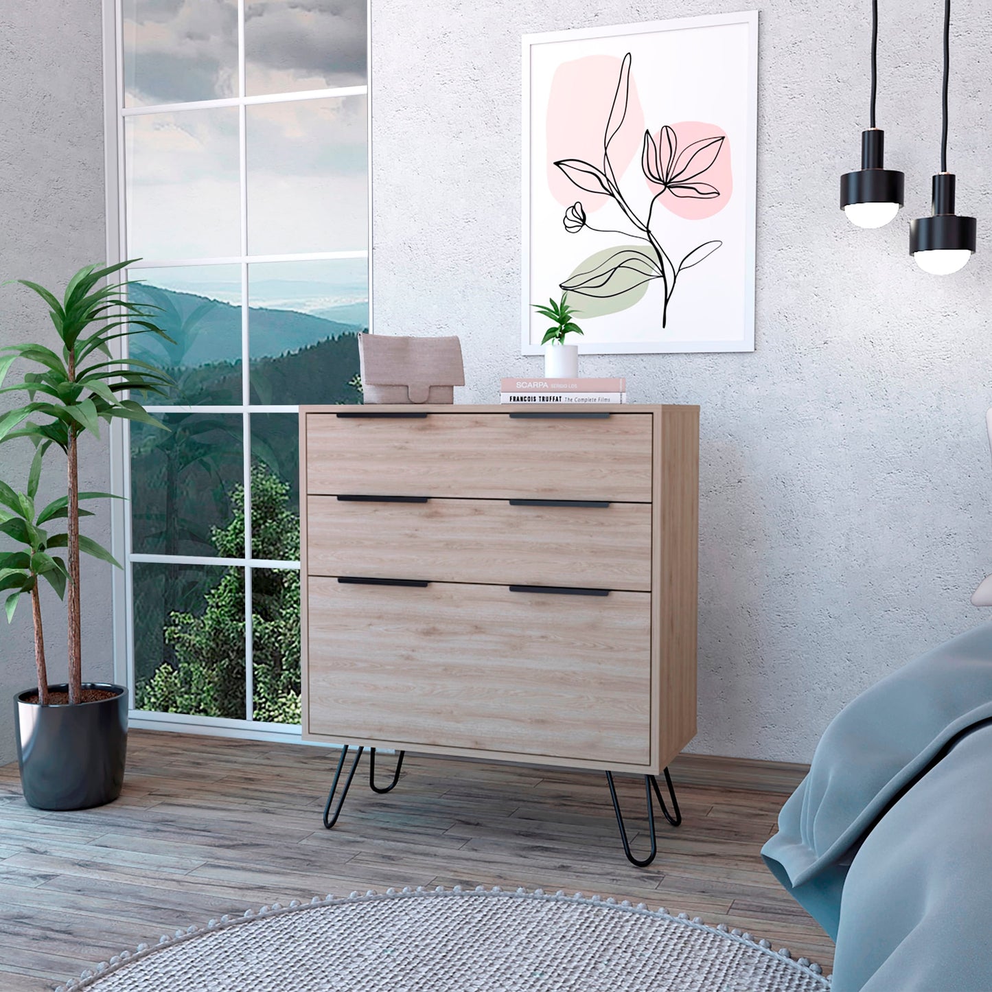 Comoda Augusta Novo 3 Cajones 90X76X35 Rta Bardolino Blanco