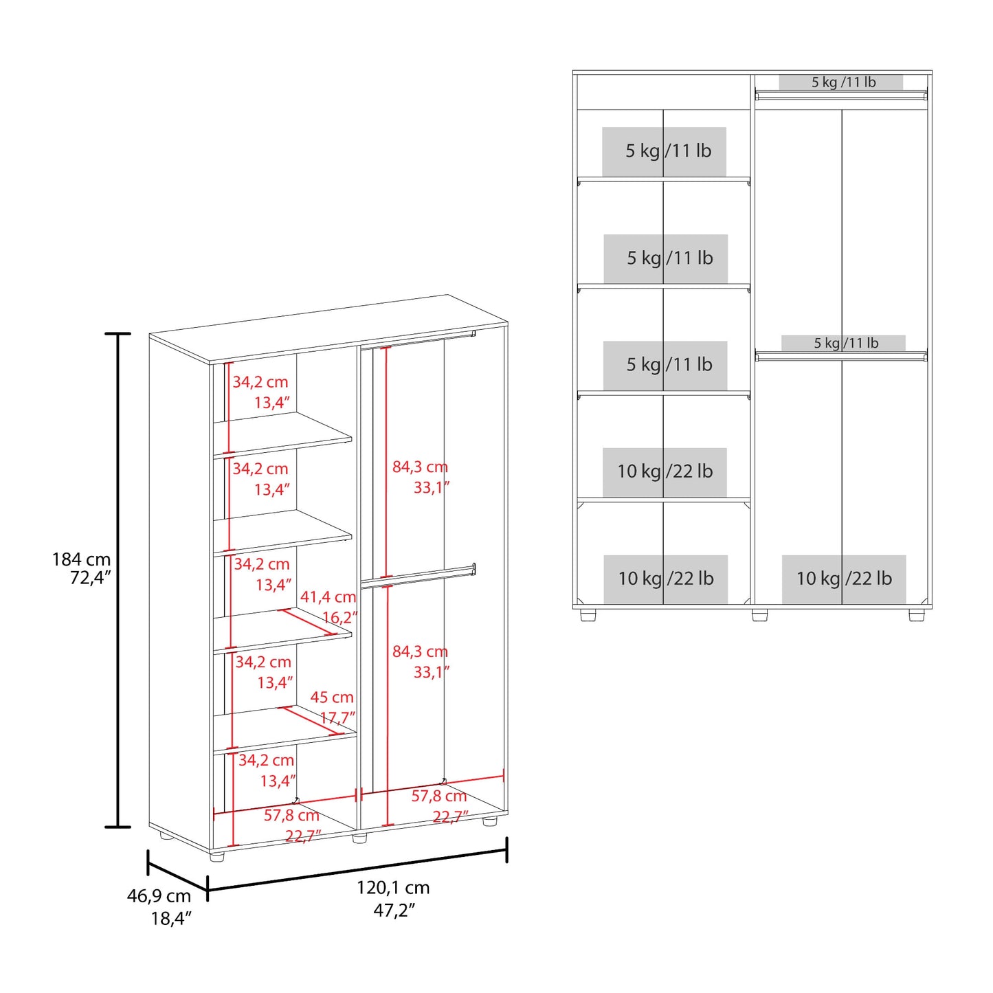 Closet Eco 184X120X46 Rta Milan Blanco Zf