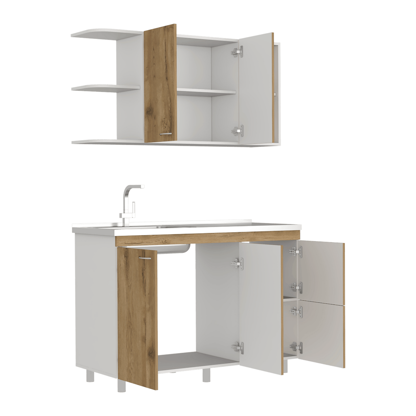 Cocina 120 Elica Lite Rta Blanco + Macadamia
