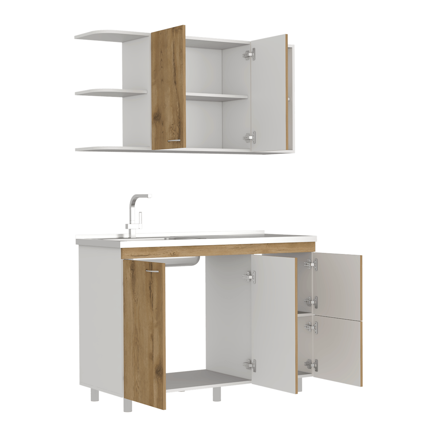 Cocina 120 Elica Lite Rta Blanco + Macadamia