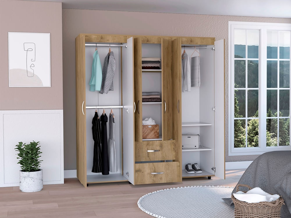 Closet Bariloche 180 X 170 X 50 Rta Blanco + Macadamia