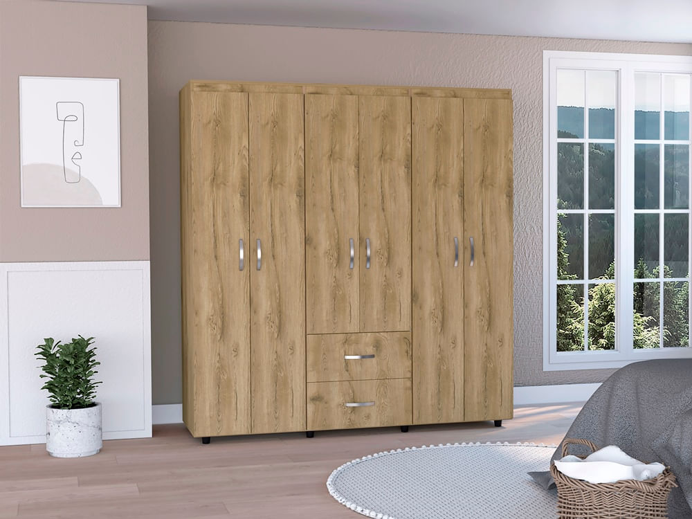 Closet Bariloche 180 X 170 X 50 Rta Blanco + Macadamia