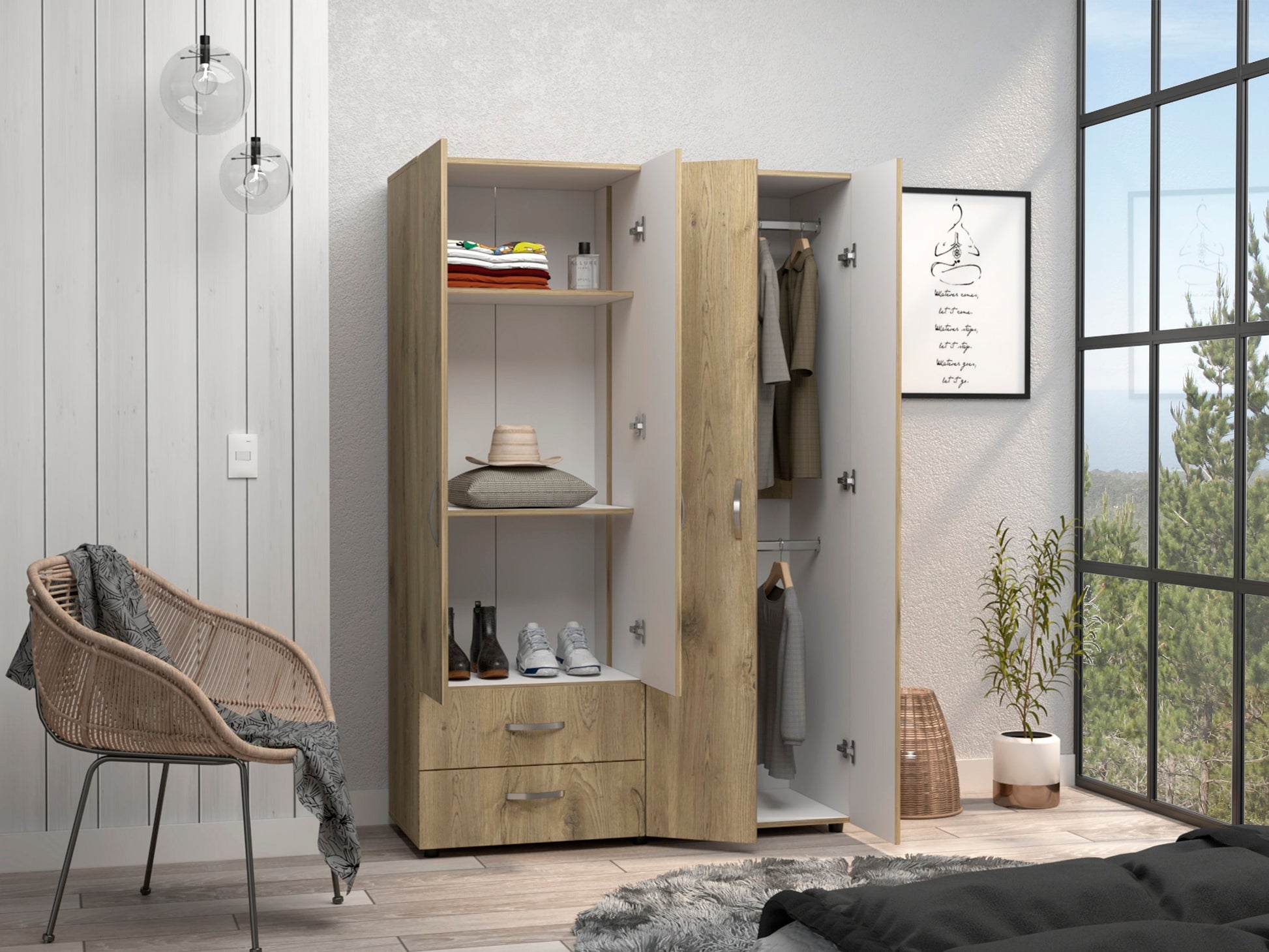 Closet Ankora Basic 180 X 120 X 47 Rta Macadamia + Blanco