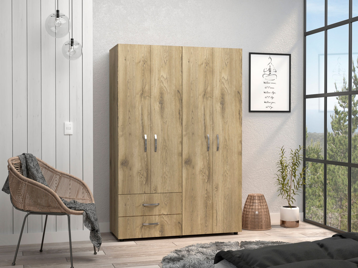 Closet Ankora Basic 180 X 120 X 47 Rta Macadamia + Blanco