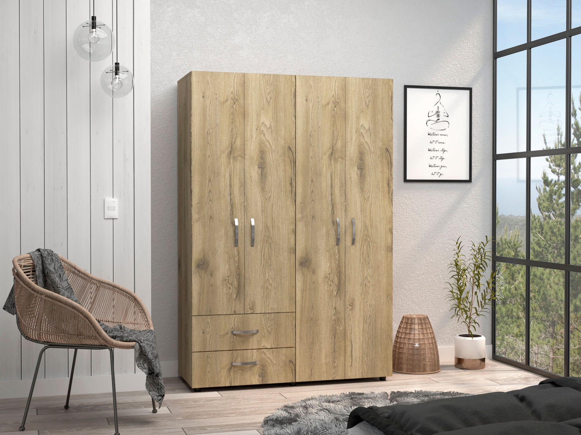 Closet Ankora Basic 180 X 120 X 47 Rta Macadamia + Blanco