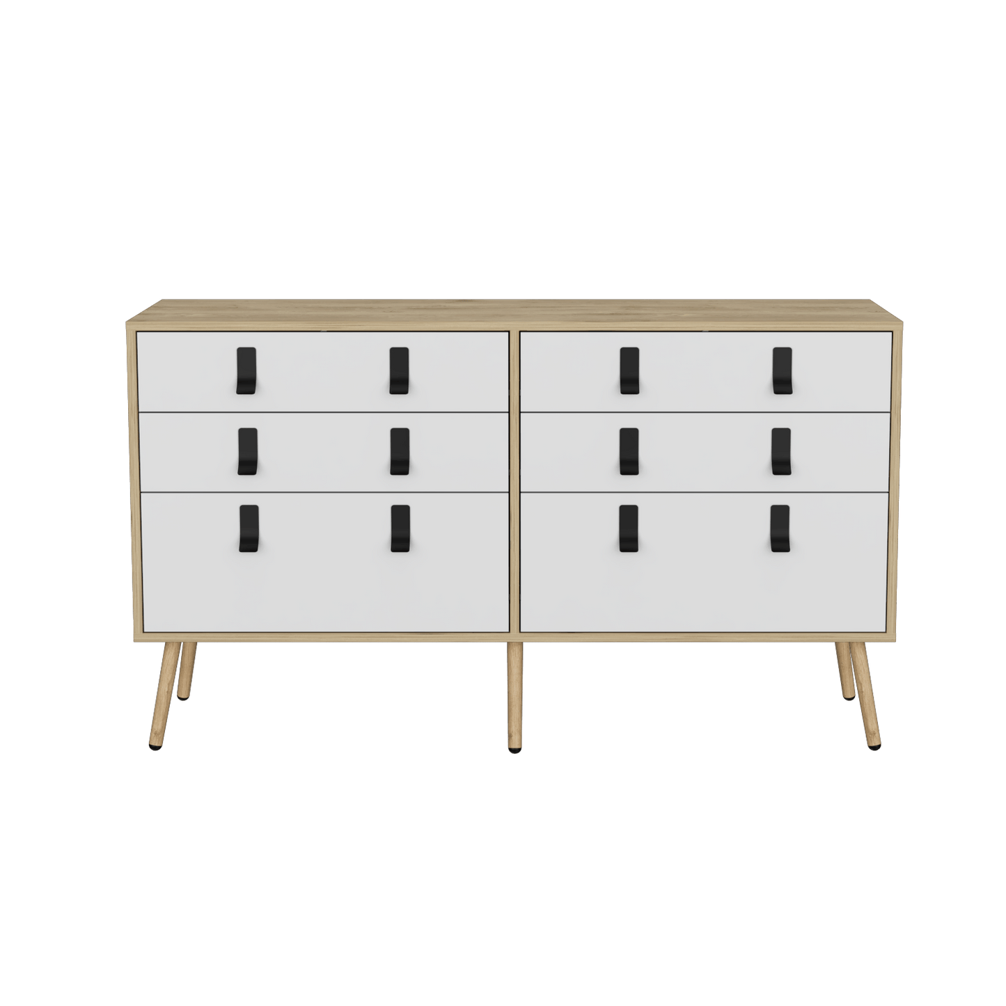 Comoda Huna 130 X 75 6Cajones Rta Macadamia Blanco