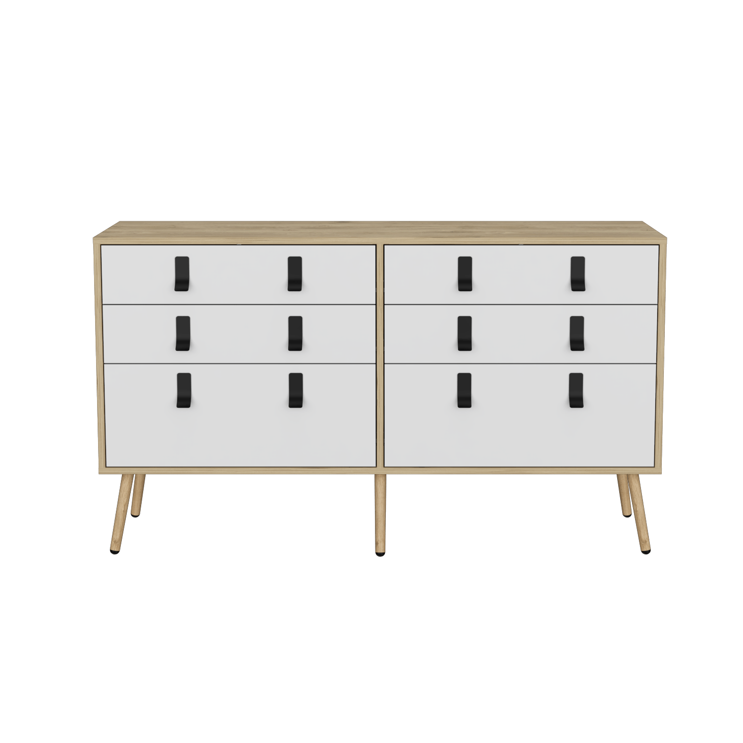 Comoda Huna 130 X 75 6Cajones Rta Macadamia Blanco