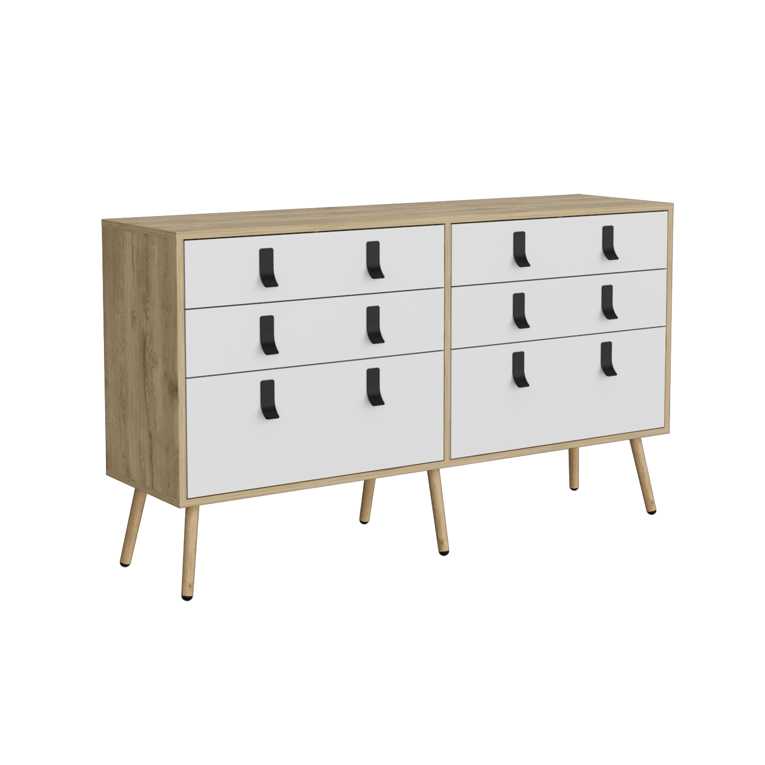 Comoda Huna 130 X 75 6Cajones Rta Macadamia Blanco