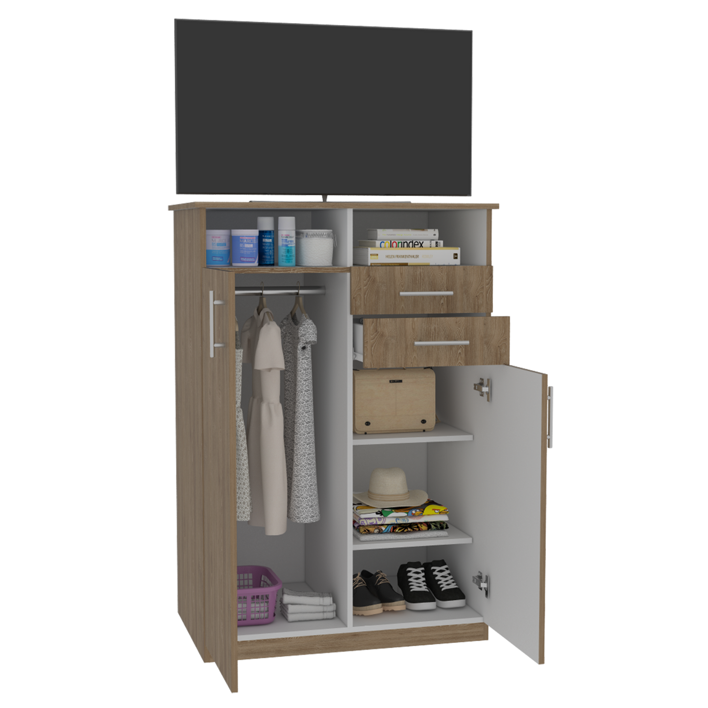 Closet Entretenimiento Eco Rta Miel Blanco