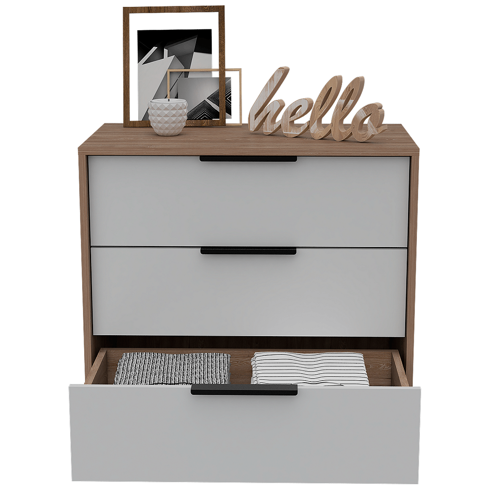 Comoda 3 Cajones Kaia Rta Miel + Blanco