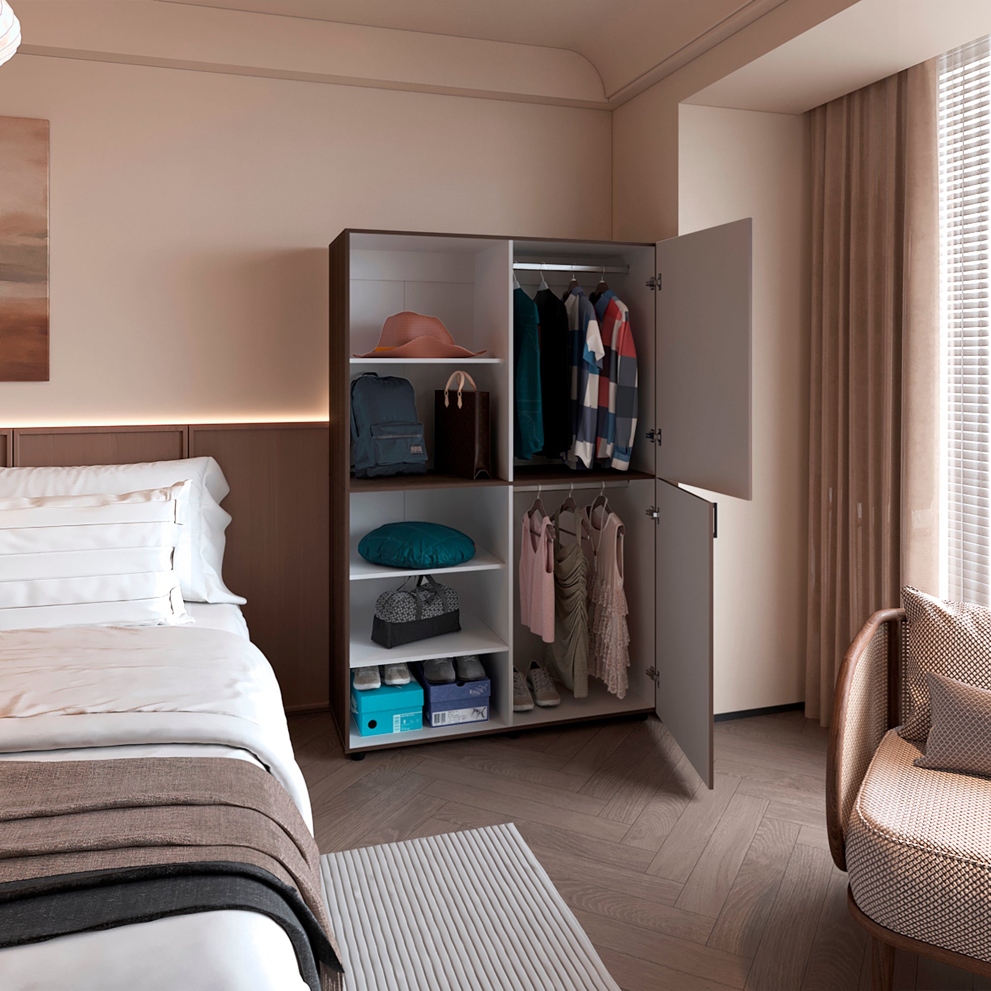 Closet Eco 120 184X120X46 Rta Milan + Blanco Zf