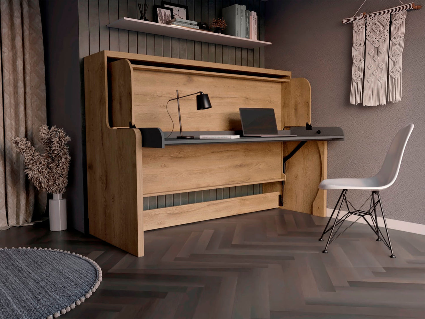 Cama Escritorio Doble Kentme Homecollection Macadamia Plomo