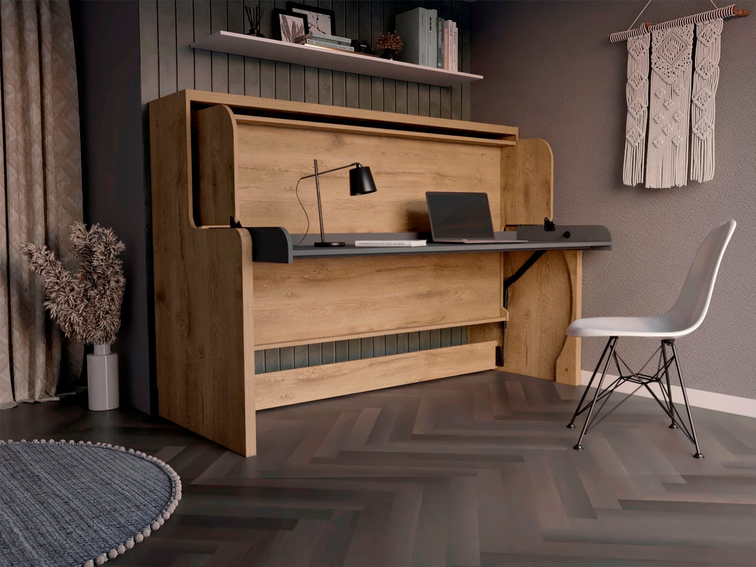 Cama Escritorio Doble Kentme Homecollection Macadamia Plomo