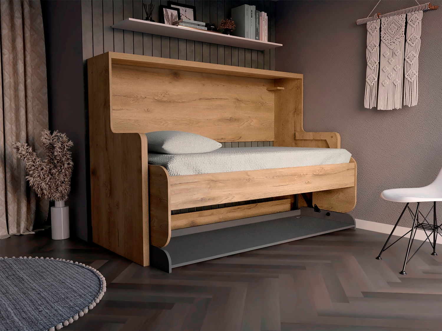 Cama Escritorio Doble Kentme Homecollection Macadamia Plomo