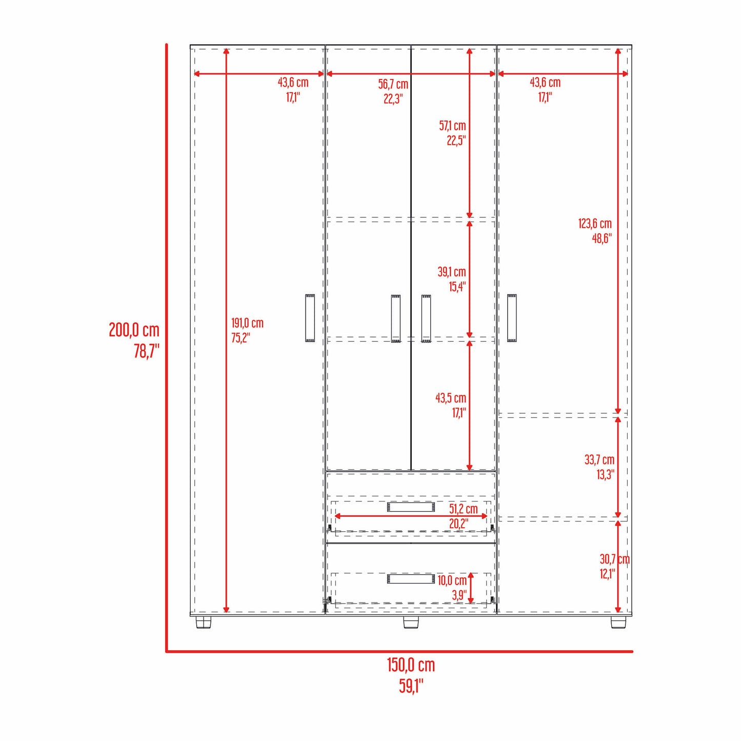 Closet Barilo 200X150X49 Rta Niebla Blanco