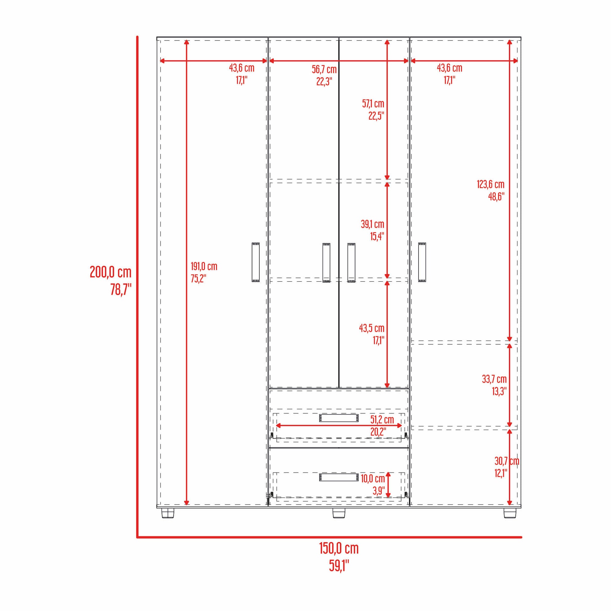 Closet Barilo 200X150X49 Rta Niebla Blanco