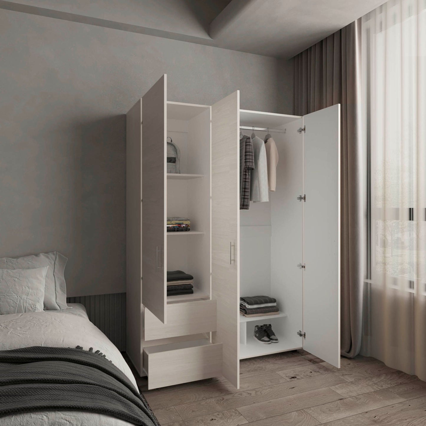 Closet Dassel 200X140X52 Rta Niebla Blanco