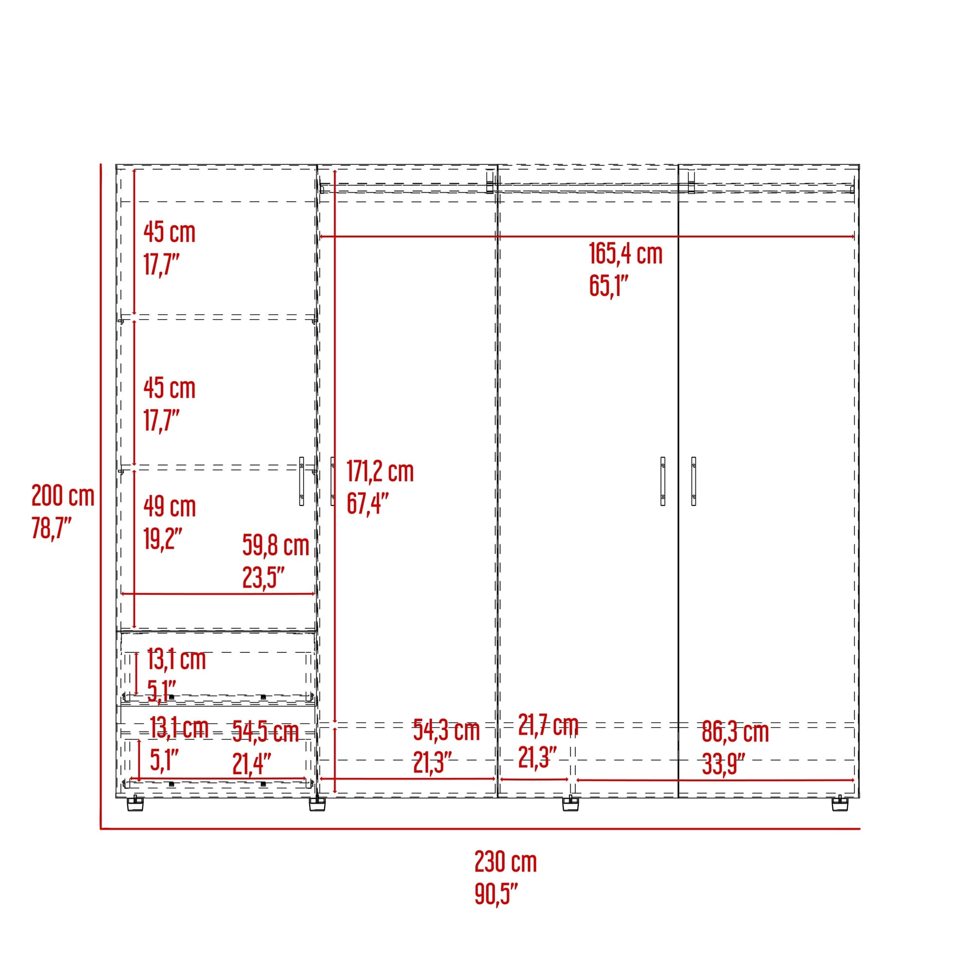 Closet Dassel 200X230X53 Niebla Blanco Rta