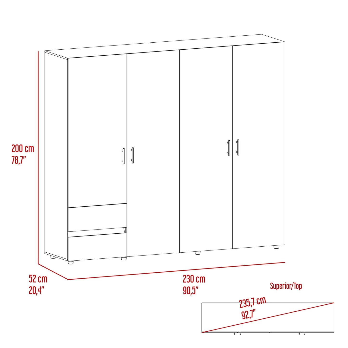 Closet Dassel 200X230X53 Niebla Blanco Rta