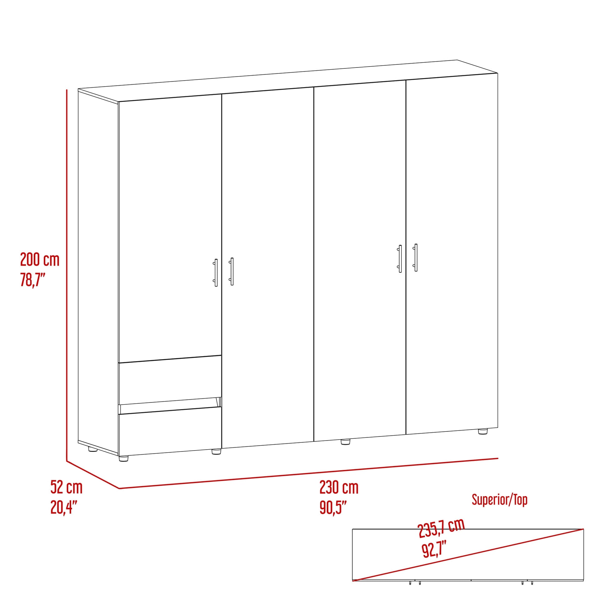 Closet Dassel 200X230X53 Niebla Blanco Rta