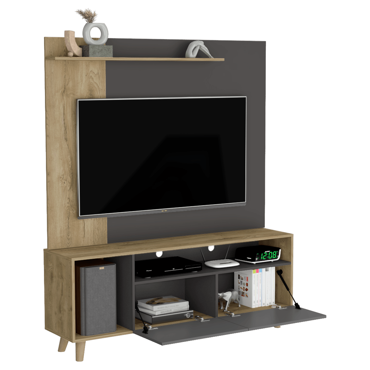 Centro De Entretenimiento Kalima Tv 60'' Rta Plomo Macadamia