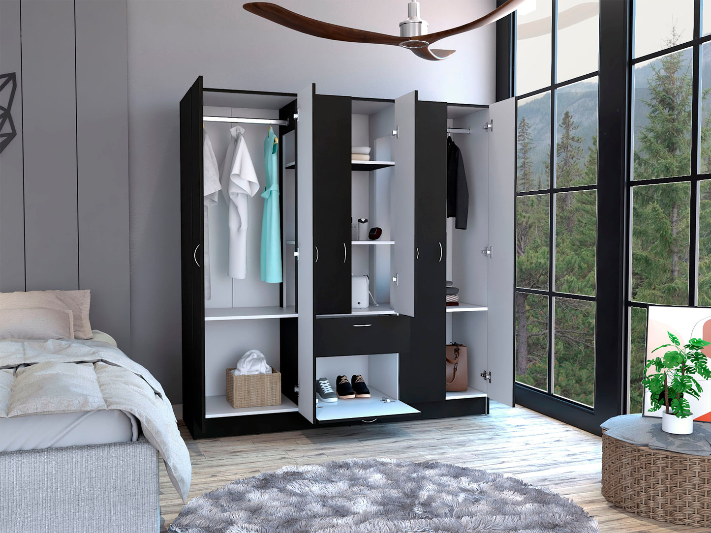 Closet Mitu 2.0 170 X 162 X 46 Rta Wengue + Blanco