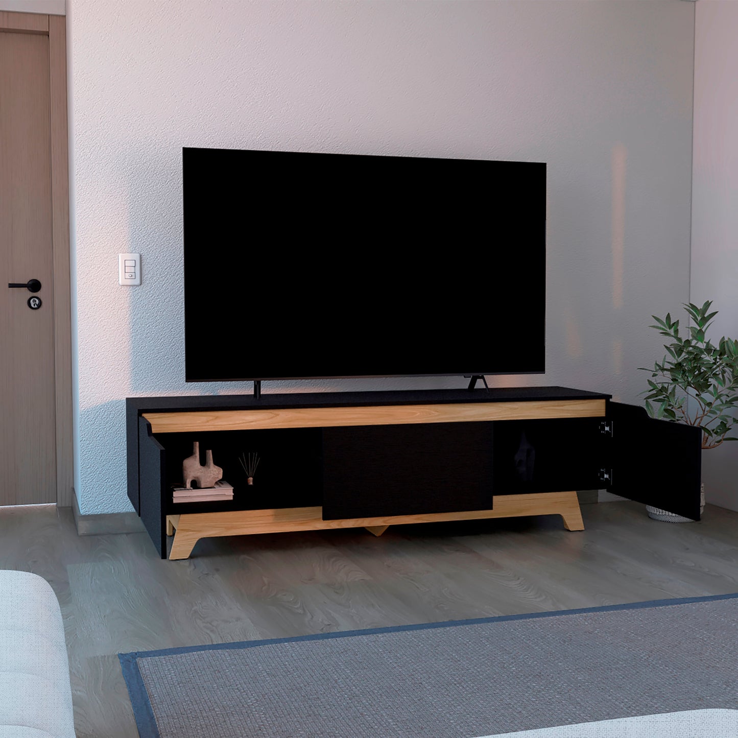 Centro De Entretenimiento Woodall Tv 80'' 53X180X45 Rta Wengue Fresno