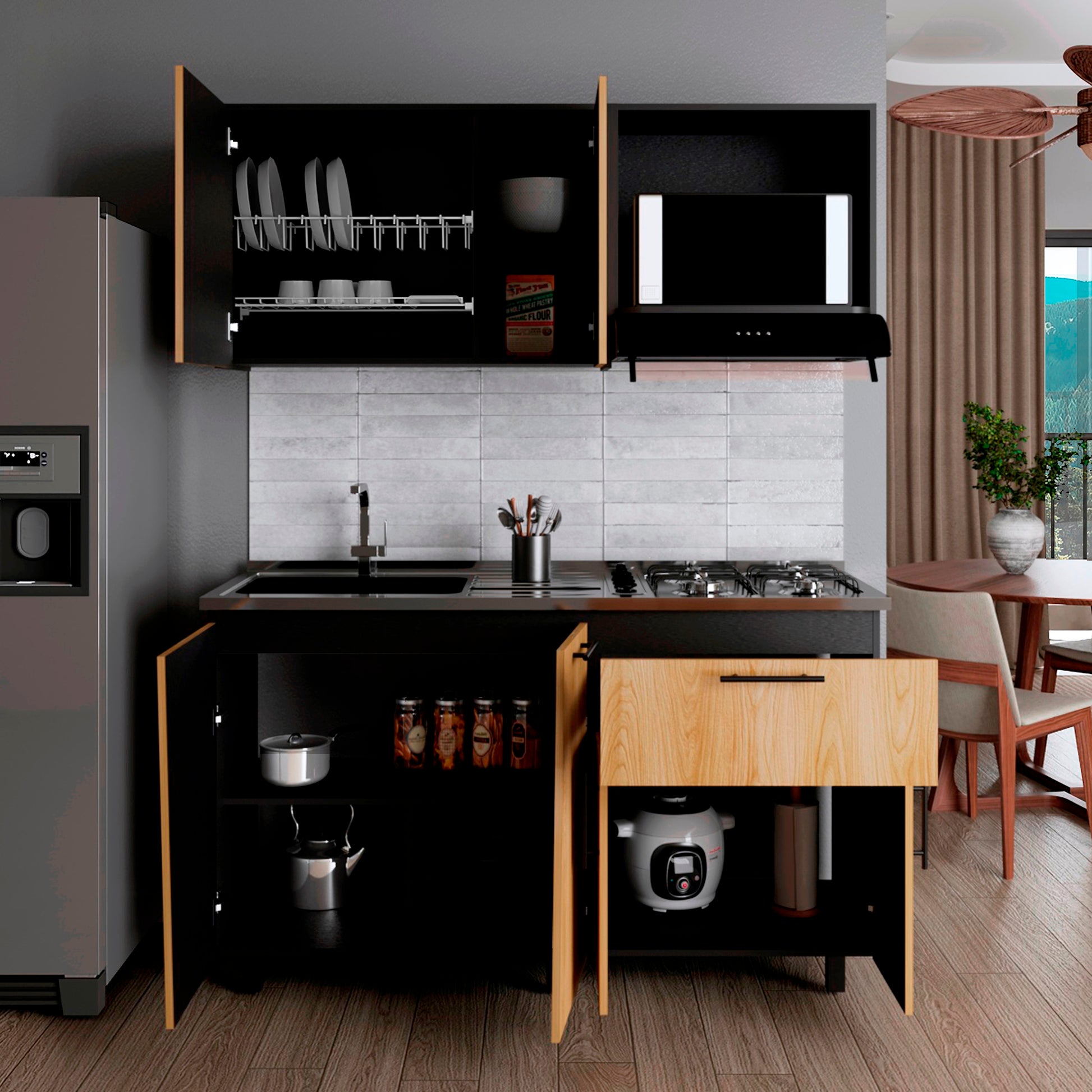 Cocina 1.50 Emilia Izq Rta Wengue Fresno Wengue