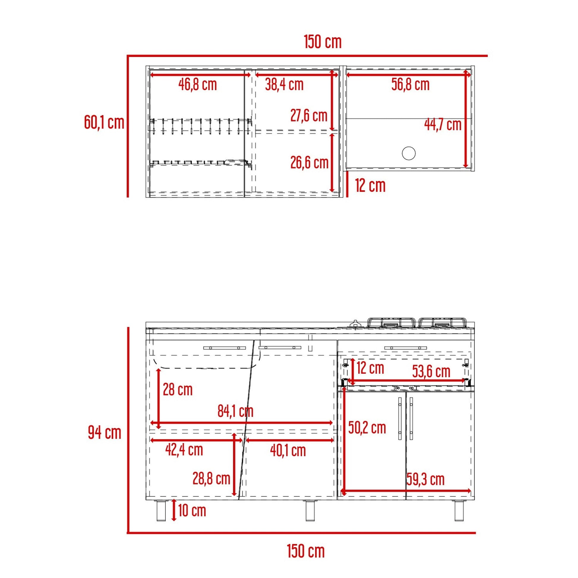 Cocina 1.50 Emilia Izq Rta Wengue Fresno Wengue
