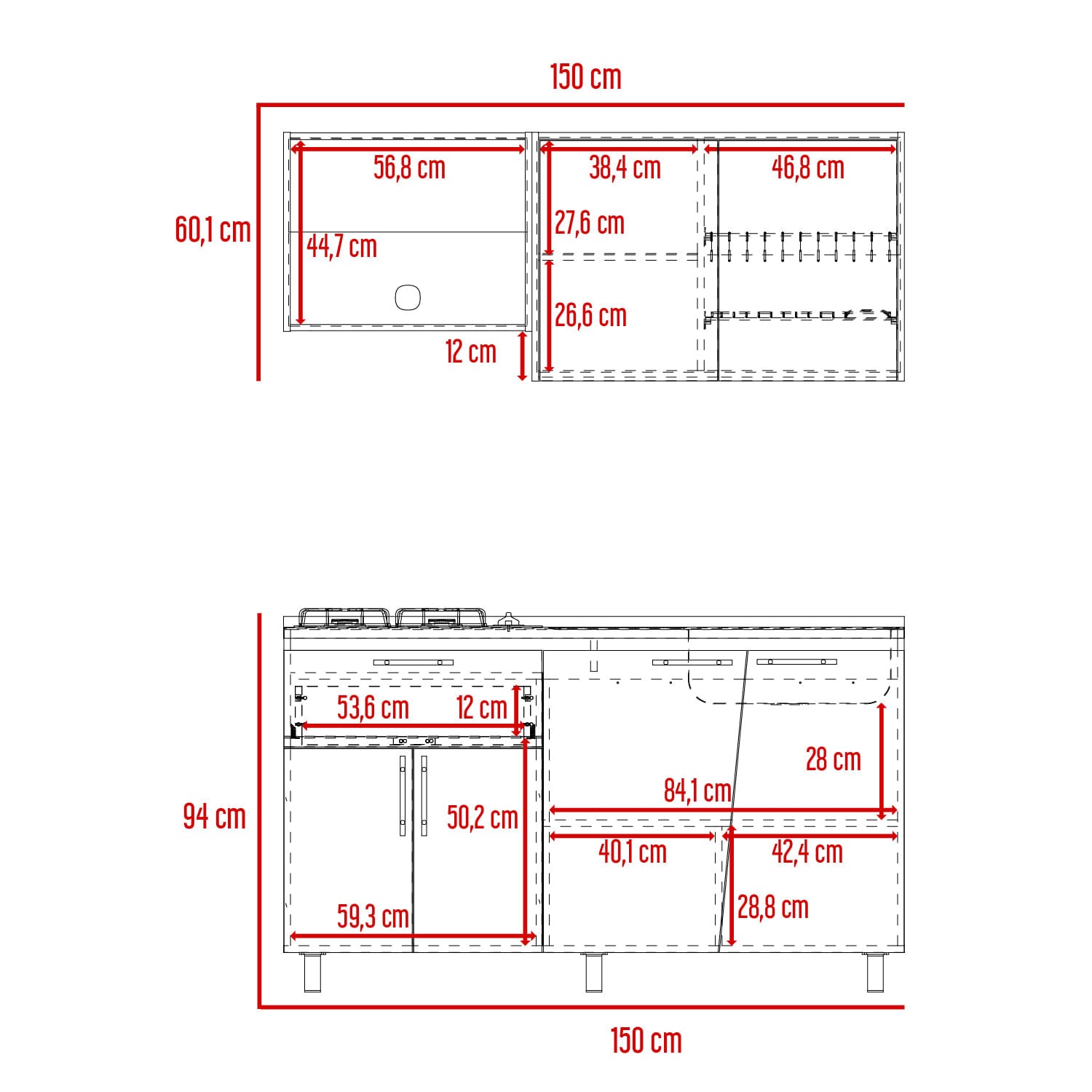 Cocina 1.50 Emilia Der Rta Wengue Fresno Wengue