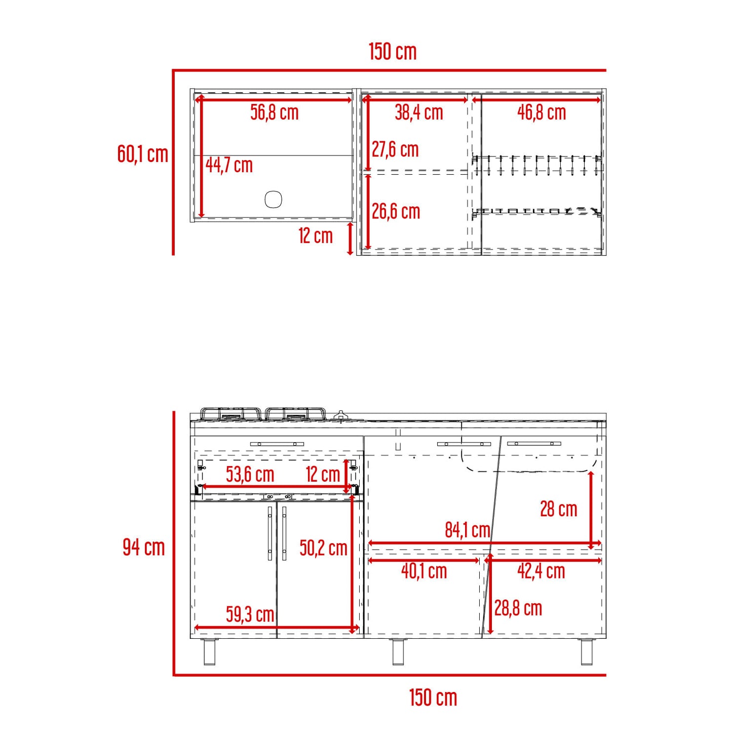 Cocina 1.50 Emilia Der Rta Wengue Fresno Wengue