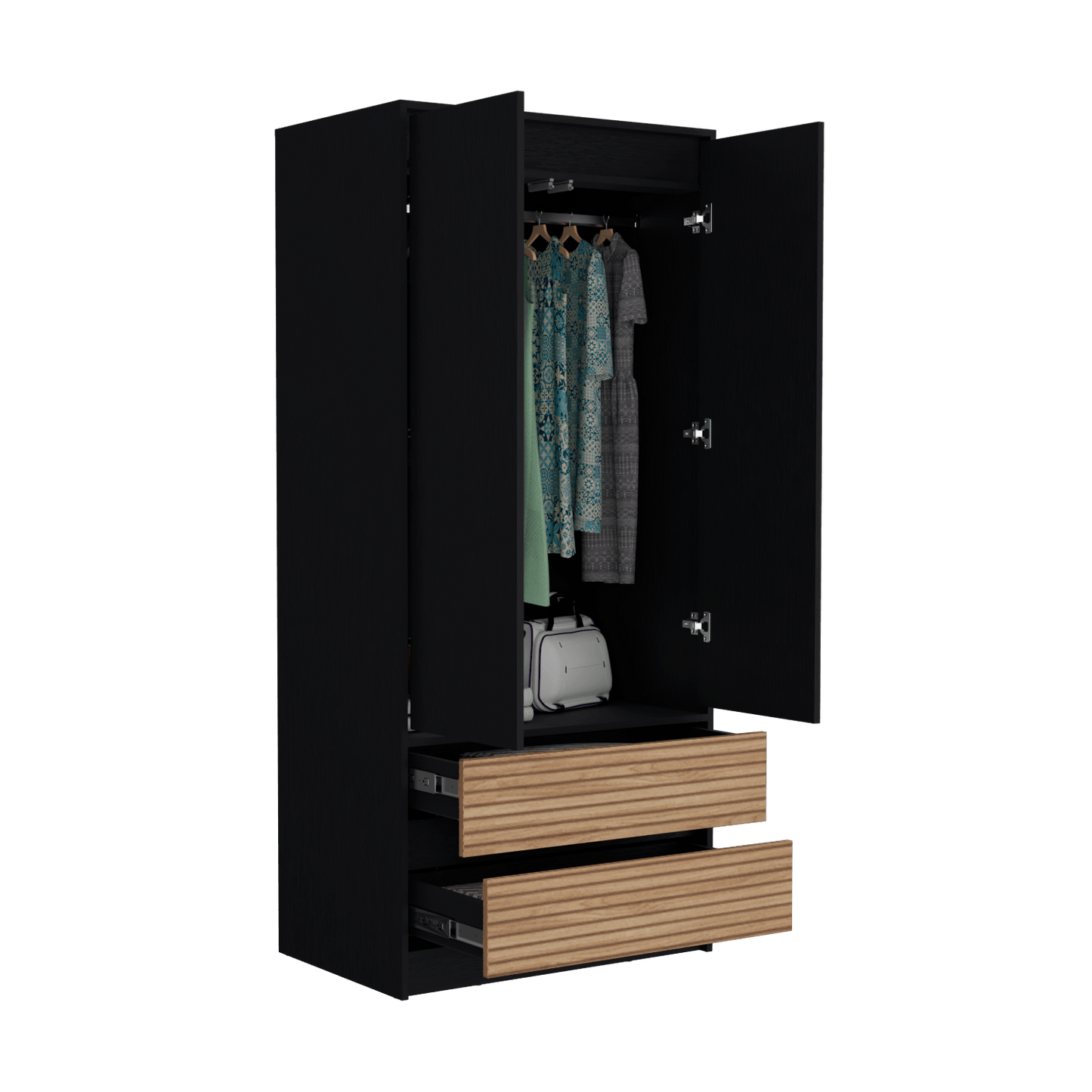 Closet 2 Puertas 2 Cajones Austin 180X80 Rta Wengue Lenno