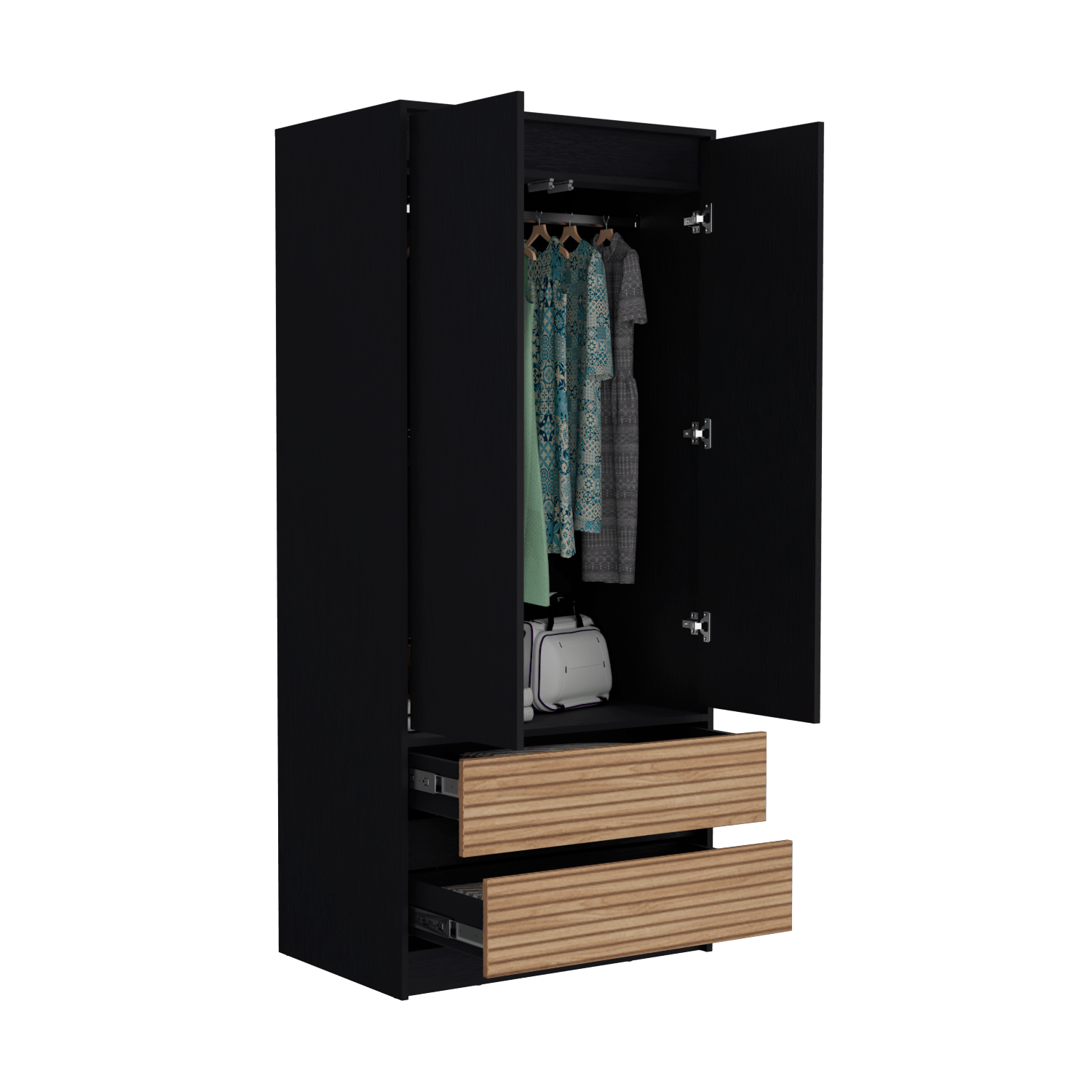 Closet 2 Puertas 2 Cajones Austin 180X80 Rta Wengue Lenno
