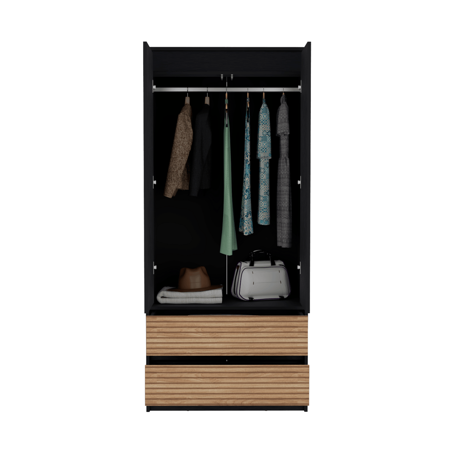 Closet 2 Puertas 2 Cajones Austin 180X80 Rta Wengue Lenno