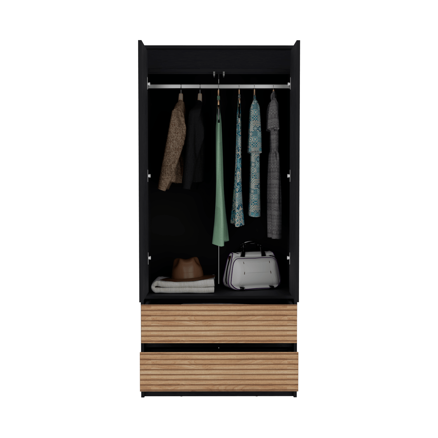 Closet 2 Puertas 2 Cajones Austin 180X80 Rta Wengue Lenno
