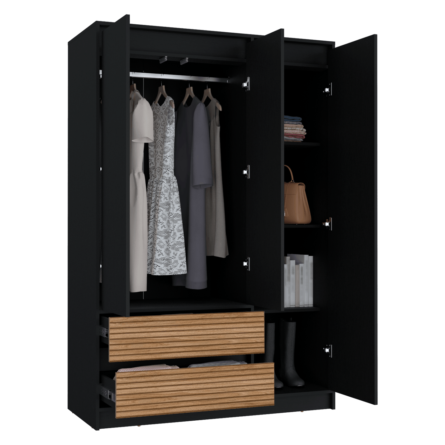 Closet 3 Puertas 2 Cajones Austin 180X120Rta Wengue Lenno