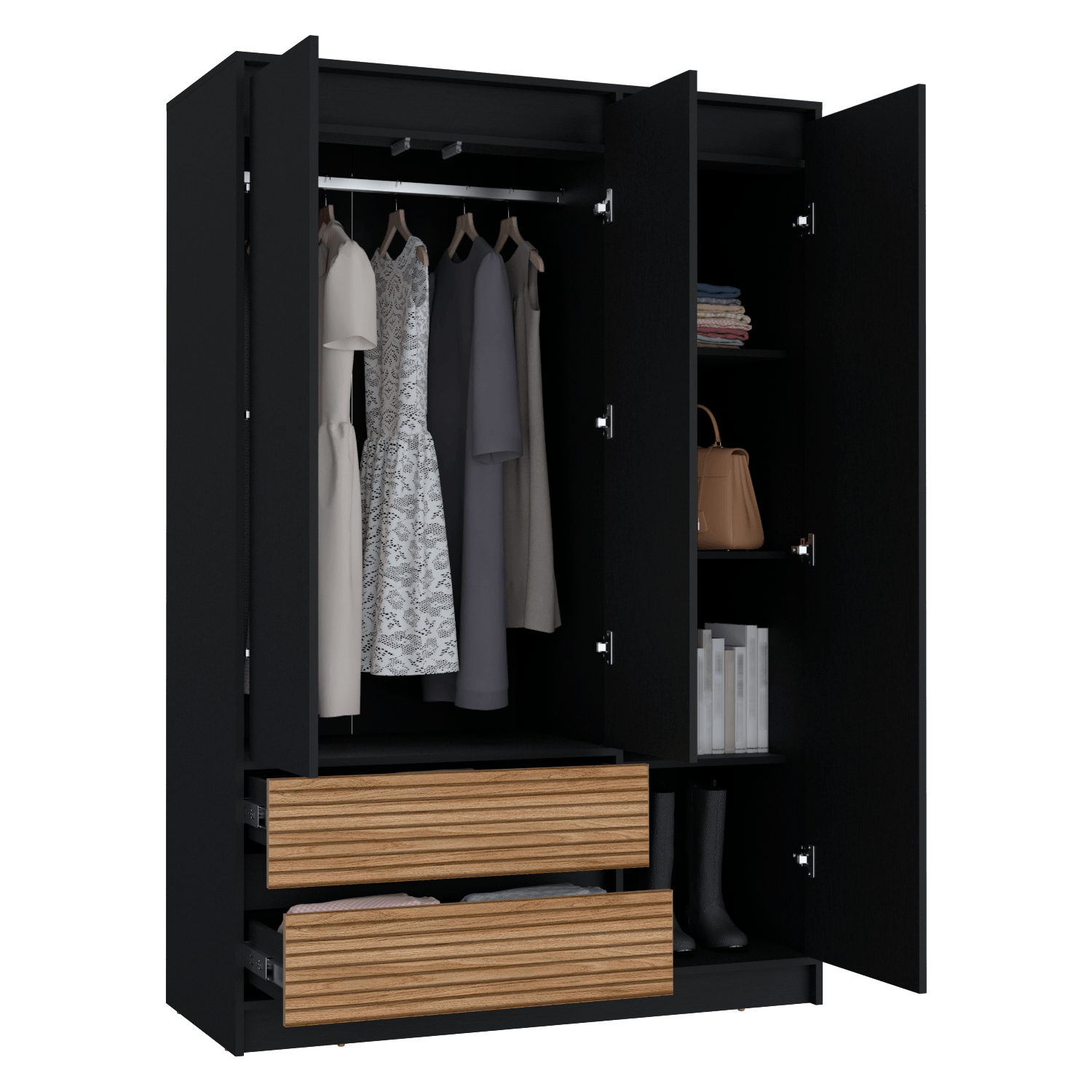Closet 3 Puertas 2 Cajones Austin 180X120Rta Wengue Lenno