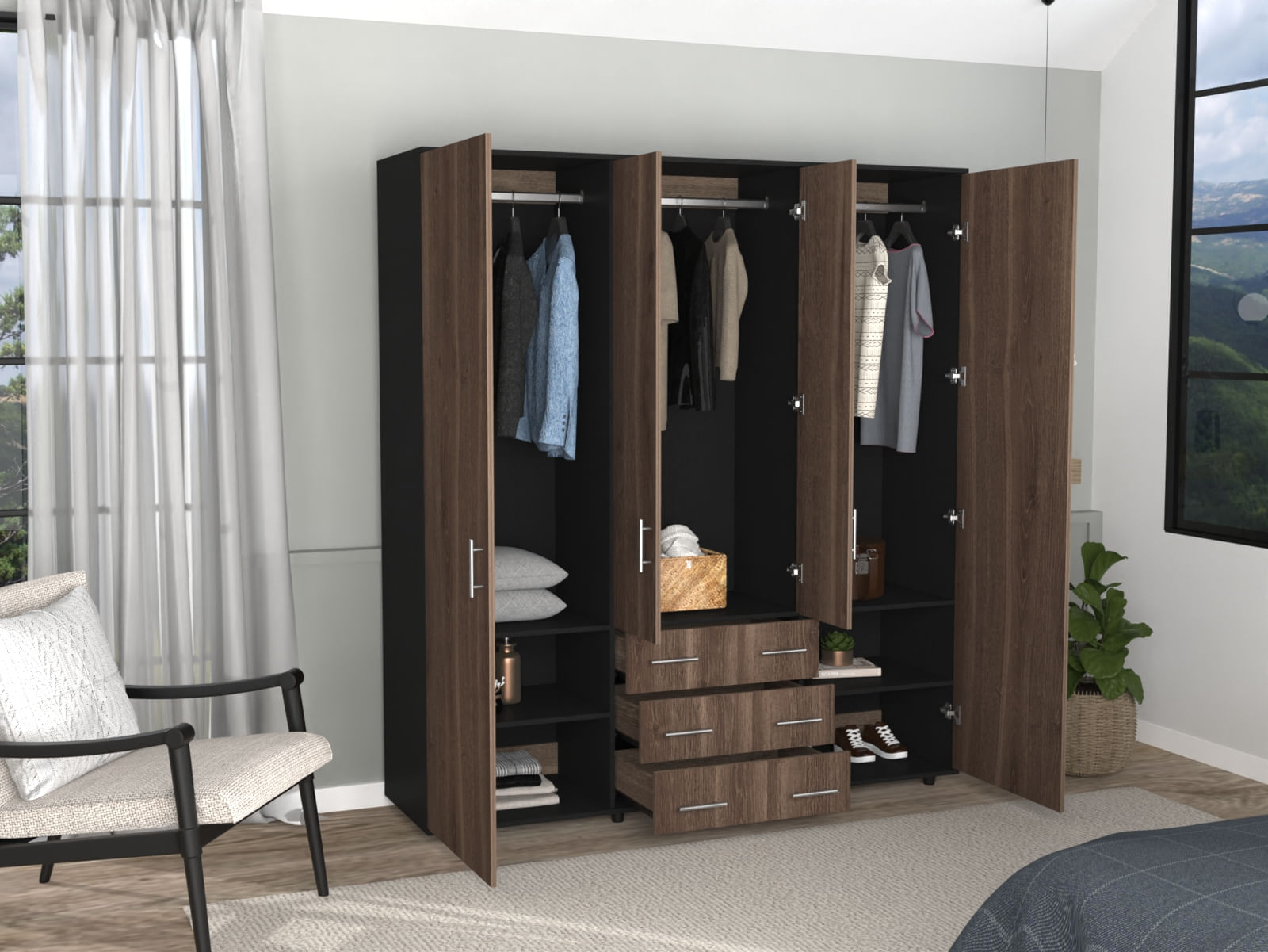 Closet 2.0 Fontan 200 X 180 X 48 Rta Wengue Milan
