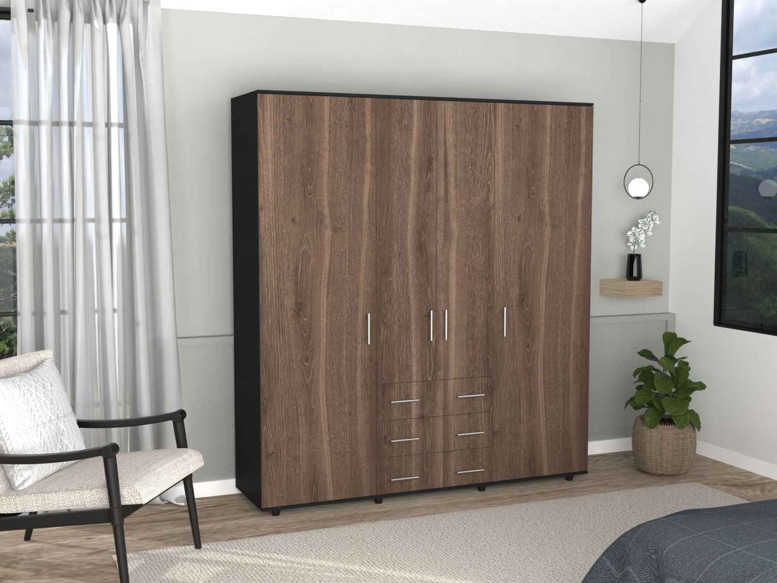 Closet 2.0 Fontan 200 X 180 X 48 Rta Wengue Milan