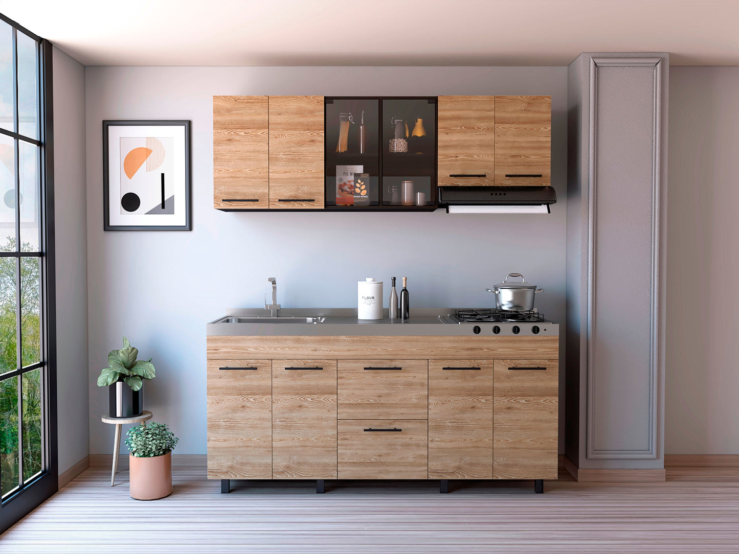 Cocina De 180 Luna Rta Wengue + Miel