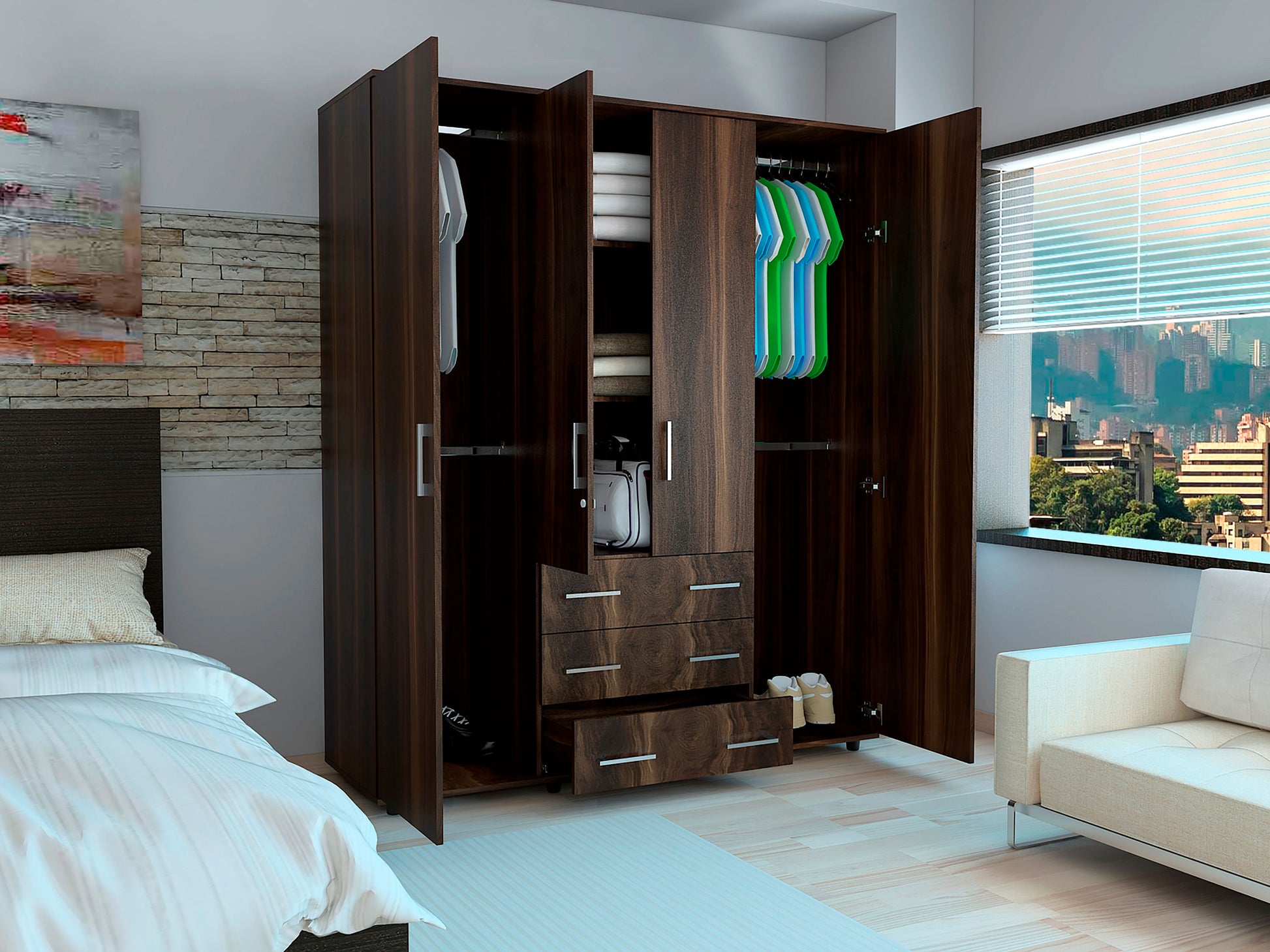 Closet Capri 180 X 150 X 50 Rta Nogal